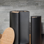 Réserve à granulés Fractio, acier/bambou, noir givré/bambou, capacité 20kg, sur roulettes
